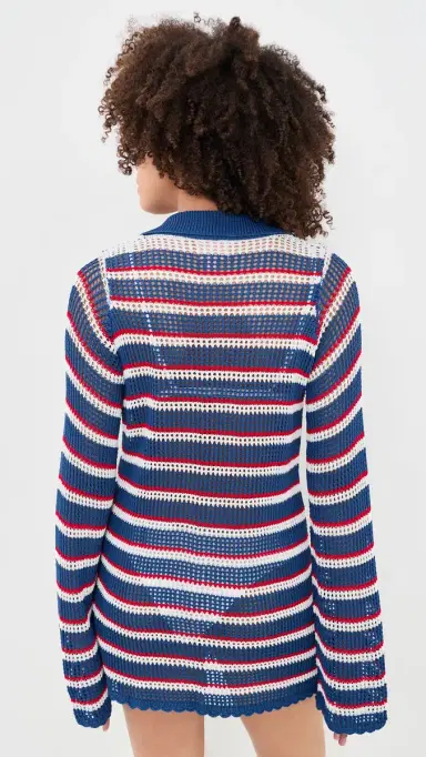 Show Me Your Mumu Button Up Coverup Dress Montauk Stripe Crochet S | Thumbnail 3 Show Me Your Mumu Button Up Coverup Dress Montauk Stripe Crochet S | Thumbnail 3