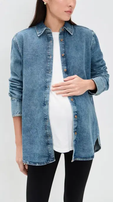 Hatch The Drapey Denim Boyfriend Shirt Vintage Dream Blue | Thumbnail 2