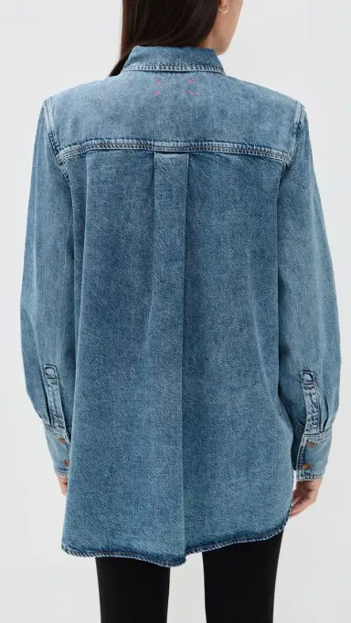 Hatch The Drapey Denim Boyfriend Shirt Vintage Dream Blue | Thumbnail 3