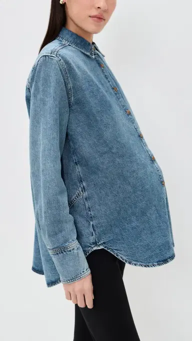 Hatch The Drapey Denim Boyfriend Shirt Vintage Dream Blue | Thumbnail 4