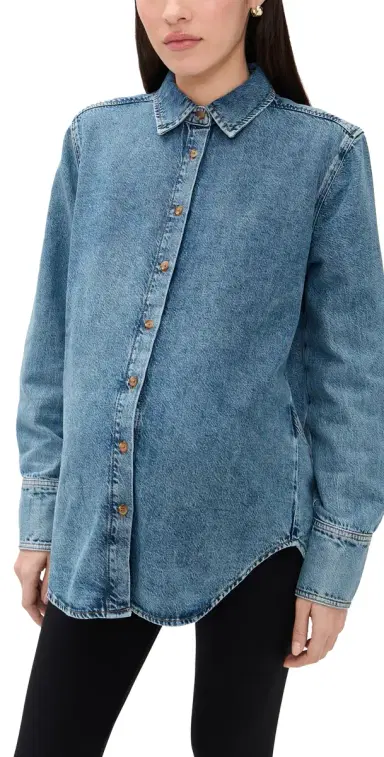 Hatch The Drapey Denim Boyfriend Shirt Vintage Dream Blue | Thumbnail 1