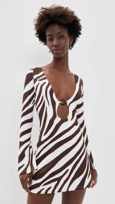Seven Wonders Eternity Sleeved Mini Dress Zebra Chocolate | Thumbnail 2