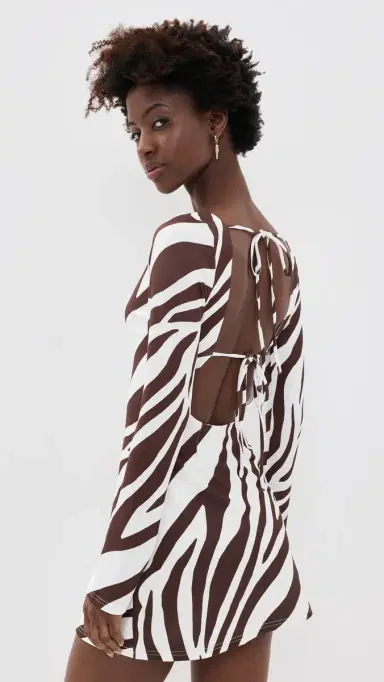 Seven Wonders Eternity Sleeved Mini Dress Zebra Chocolate | Thumbnail 3