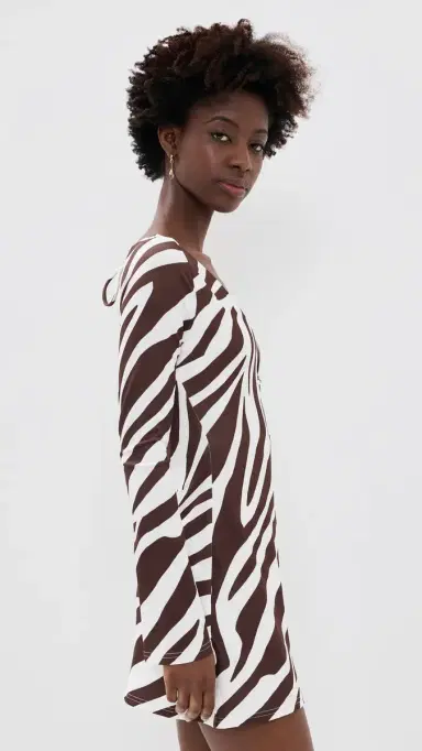 Seven Wonders Eternity Sleeved Mini Dress Zebra Chocolate | Thumbnail 4