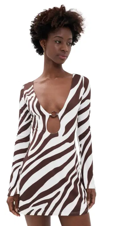 Seven Wonders Eternity Sleeved Mini Dress Zebra Chocolate | Thumbnail 1