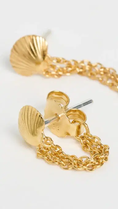 Madewell Demi Fine Shell Front Back Earrings 14K | Thumbnail 4