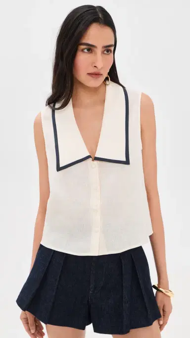 Frame The Cabana Linen Top Cream Multi S | Thumbnail 2 Frame The Cabana Linen Top Cream Multi S | Thumbnail 2