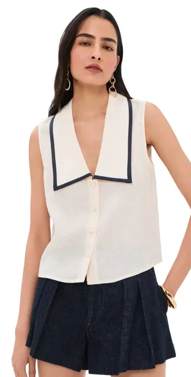Frame The Cabana Linen Top Cream Multi S | Thumbnail 1 Frame The Cabana Linen Top Cream Multi S | Thumbnail 1