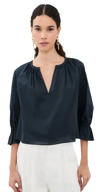 Frame The Poet Blouse Navy S | Thumbnail 1
