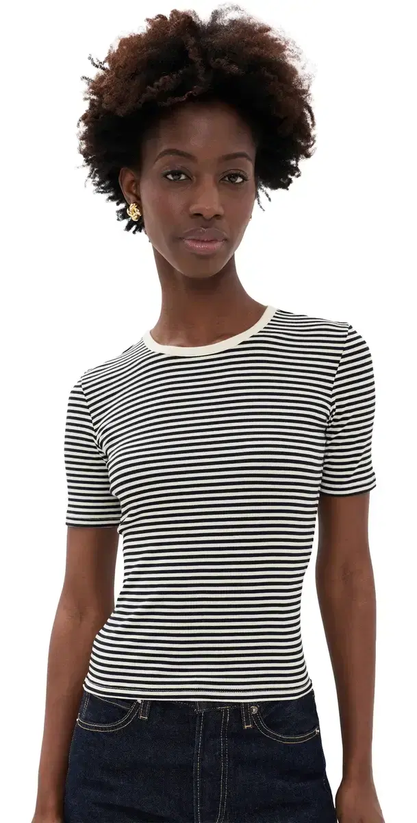 FRAME The Fine Rib Crew Tee Cream ulti