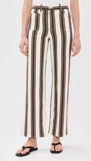 Madewell The Emmy Wide-Leg Pant in Dark Brown Stripe Ivory & Brown Stripe 28 | Thumbnail 2