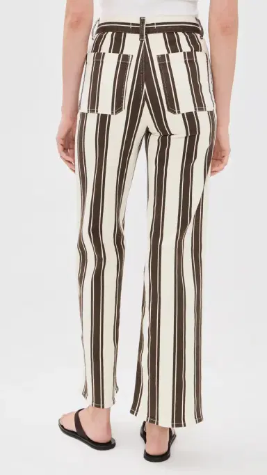 Madewell The Emmy Wide-Leg Pant in Dark Brown Stripe Ivory & Brown Stripe 28 | Thumbnail 3