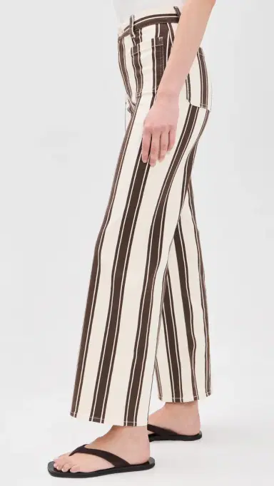 Madewell The Emmy Wide-Leg Pant in Dark Brown Stripe Ivory & Brown Stripe 28 | Thumbnail 4