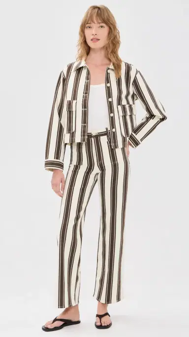 Madewell The Emmy Wide-Leg Pant in Dark Brown Stripe Ivory & Brown Stripe 28 | Thumbnail 5