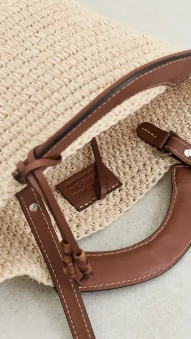 Hunting Season The Small Woven Shopper Tote Natural/Cognac | Thumbnail 6