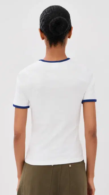Courrèges ignature Contrast T-Shirt Heritage Wht/Mineral Blue | Thumbnail 3
