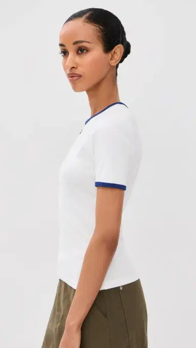 Courrèges ignature Contrast T-Shirt Heritage Wht/Mineral Blue | Thumbnail 4