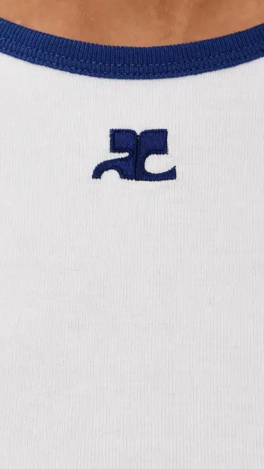 Courrèges ignature Contrast T-Shirt Heritage Wht/Mineral Blue | Thumbnail 6