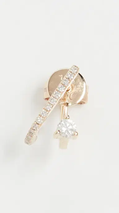 EF COLLECTION 14k Gold Single Prong Set Diamond Illusion Stud Earring | Thumbnail 2 EF COLLECTION 14k Gold Single Prong Set Diamond Illusion Stud Earring | Thumbnail 2