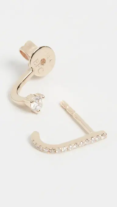 EF COLLECTION 14k Gold Single Prong Set Diamond Illusion Stud Earring | Thumbnail 4 EF COLLECTION 14k Gold Single Prong Set Diamond Illusion Stud Earring | Thumbnail 4