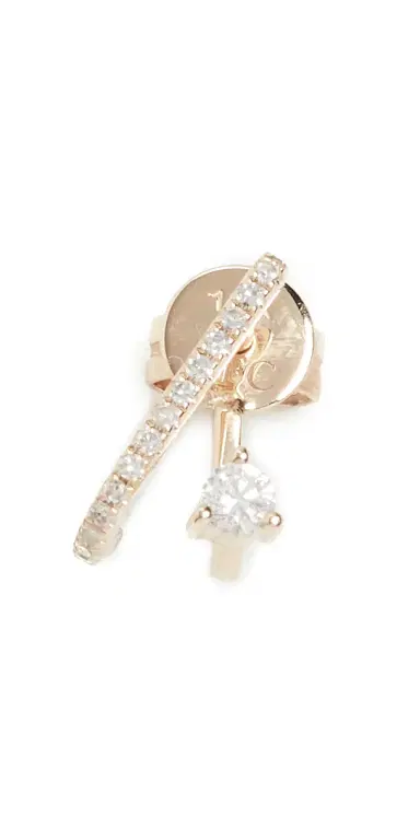 EF COLLECTION 14k Gold Single Prong Set Diamond Illusion Stud Earring | Thumbnail 1 EF COLLECTION 14k Gold Single Prong Set Diamond Illusion Stud Earring | Thumbnail 1