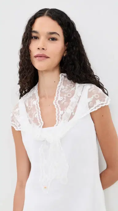 Lele Sadoughi Audrey Lace Scarf White Floral One Size | Thumbnail 2