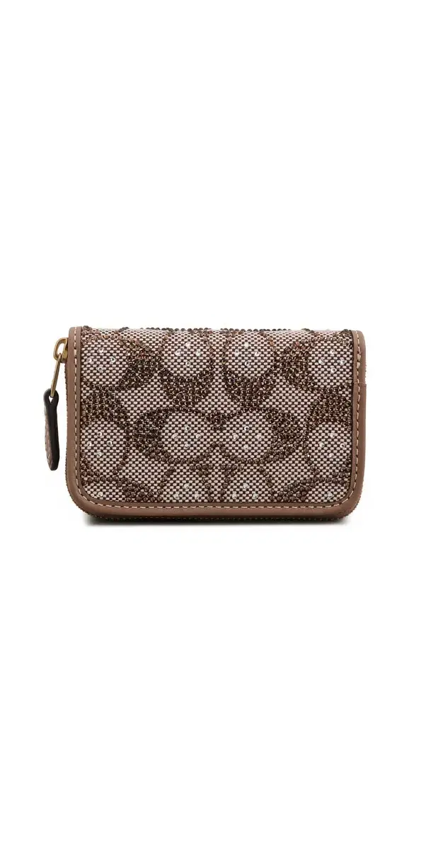 Coach Crystal Signature Jacquard Essential Small Card Case B4/Mushroom One Size