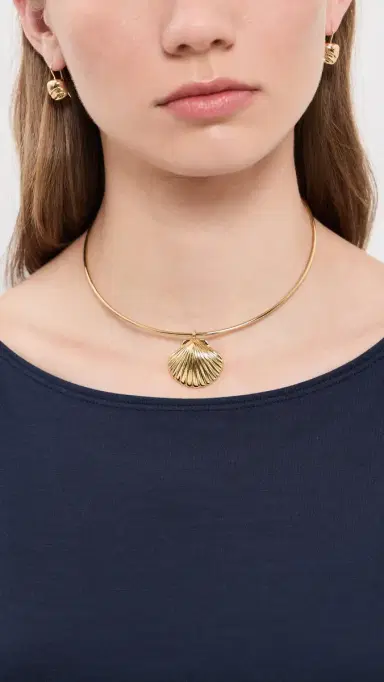 Madewell Shell Wire Collar Necklace Antique Gold One Size | Thumbnail 3