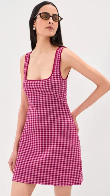 LE BOP Gingham Knit Mini Dress Bubblegum Pink | Thumbnail 3