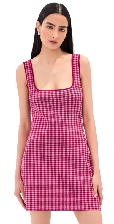LE BOP Gingham Knit Mini Dress Bubblegum Pink | Thumbnail 1