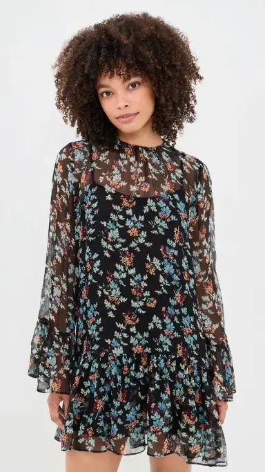 Ulla Johnson Emmeline Silk Mini Dress Nightshade 8 | Thumbnail 2 Ulla Johnson Emmeline Silk Mini Dress Nightshade 8 | Thumbnail 2