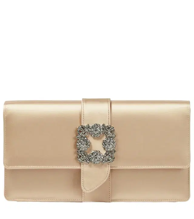 Manolo Blahnik Capri embellished satin clutch