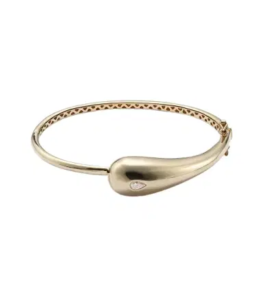 Mateo Water Droplet 14kt gold bangle with diamond | Thumbnail 1 Mateo Water Droplet 14kt gold bangle with diamond | Thumbnail 1