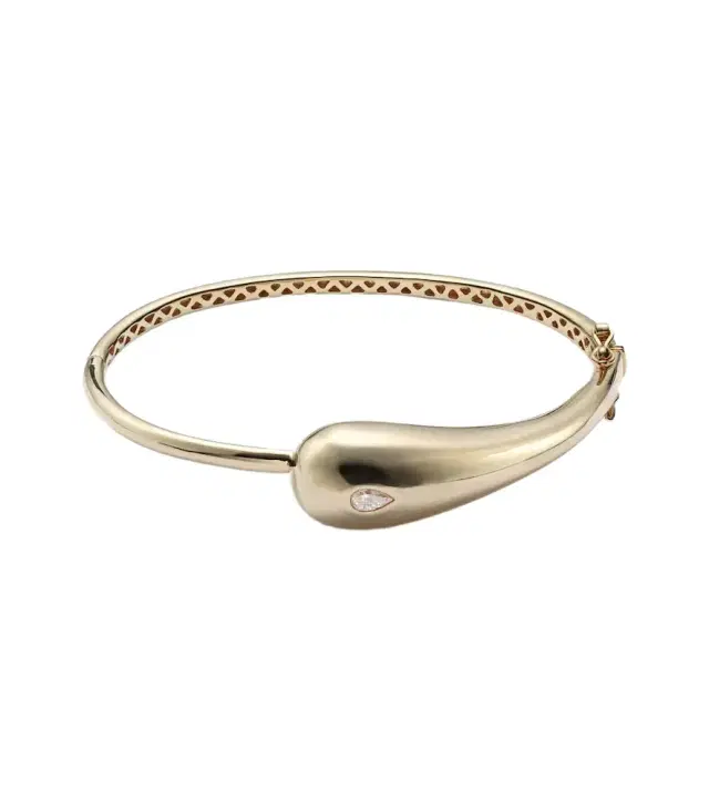 Water Droplet 14kt gold bangle with diamond