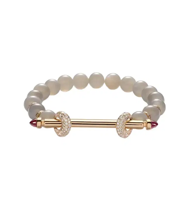 Chakra 18kt gold beaded bracelet with diamonds and rubies