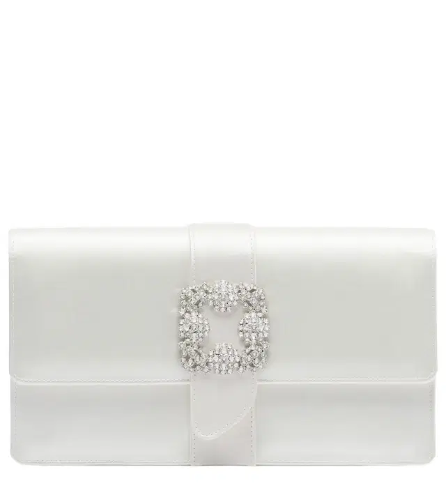 Manolo Blahnik Capri embellished satin clutch