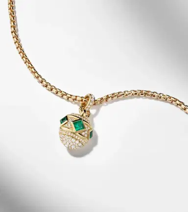 David Yurman Renaissance 18kt gold pendant necklace with diamonds and emeralds | Thumbnail 6