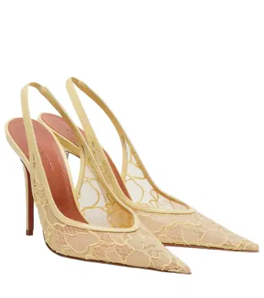 Amina Muaddi Anok leather-trimmed lace slingback pumps | Thumbnail 1 Amina Muaddi Anok leather-trimmed lace slingback pumps | Thumbnail 1