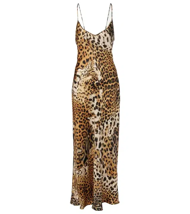 Printed silk satin slip dress