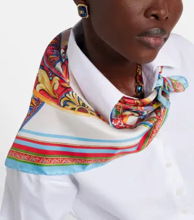 Dolce & Gabbana Carretto silk twill scarf | Thumbnail 5