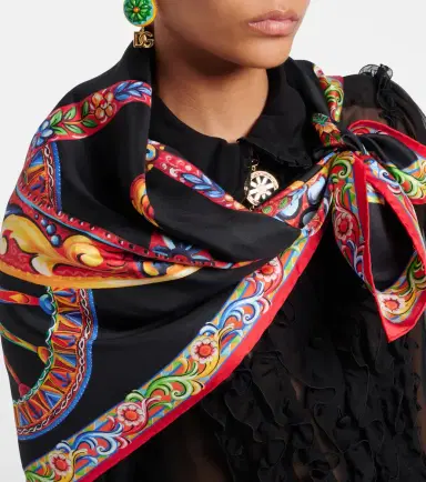 Dolce & Gabbana Carretto silk twill scarf | Thumbnail 4