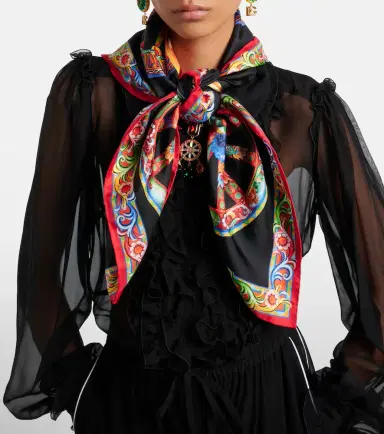 Dolce & Gabbana Carretto silk twill scarf | Thumbnail 5