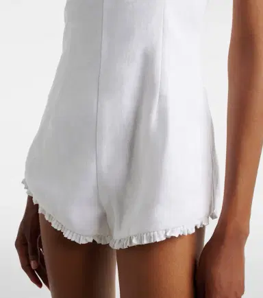 Posse Florence ruffled linen romper | Thumbnail 3
