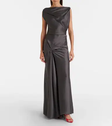 Victoria Beckham Posy draped gathered crêpe satin gown | Thumbnail 6 Victoria Beckham Posy draped gathered crêpe satin gown | Thumbnail 6