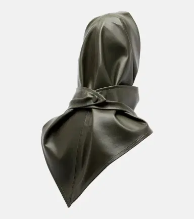 Nour Hammour Draped leather hood | Thumbnail 2 Nour Hammour Draped leather hood | Thumbnail 2