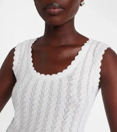 Oscar de la Renta Pointelle cotton and silk tank top | Thumbnail 2