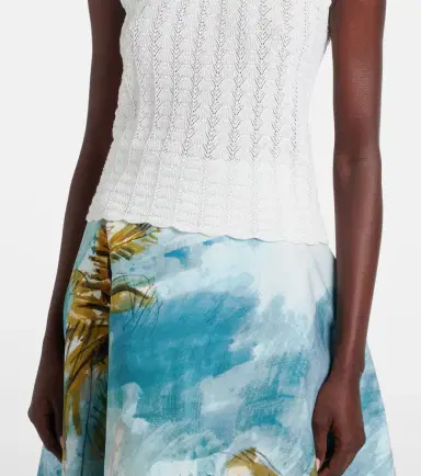 Oscar de la Renta Pointelle cotton and silk tank top | Thumbnail 3