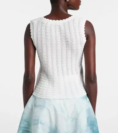 Oscar de la Renta Pointelle cotton and silk tank top | Thumbnail 4