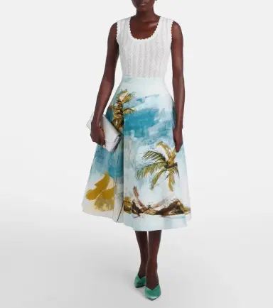 Oscar de la Renta Pointelle cotton and silk tank top | Thumbnail 5