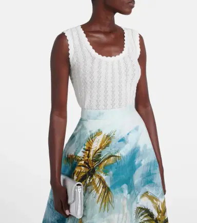 Oscar de la Renta Pointelle cotton and silk tank top | Thumbnail 6